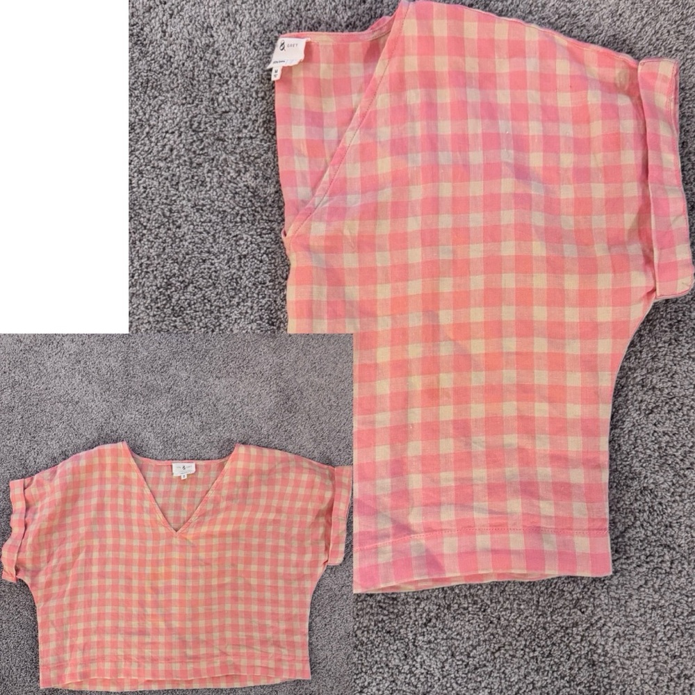 Lou & Grey Pink Gingham Blouse